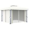 Pavillon mit Vorhängen 3 x 3 m Cremeweiß Aluminium Weiß