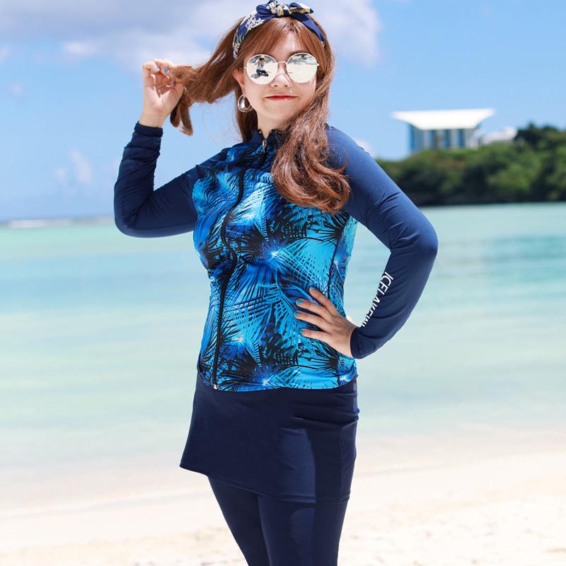 Women's Plus Size Long Sleeve Slimming Jellyfish Wetsuit - Conservative Sun Protection Swimwear