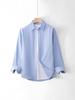 Men's Blue Solid Long Sleeve Shirt - Versatile Spring/Autumn Fashion
