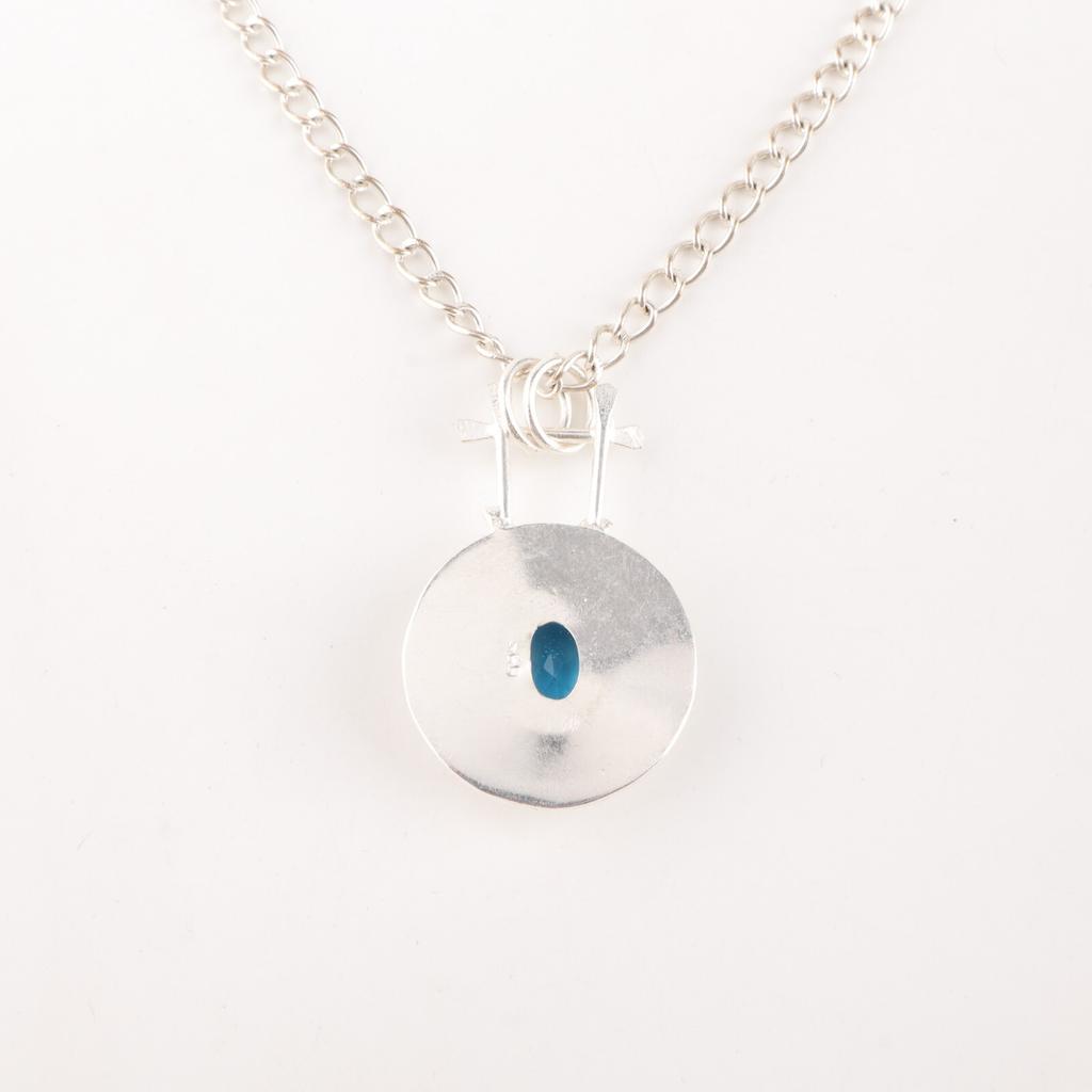 Swiss Blue Topaz Gemstone 925 Stamped Silver Jewelry Handmade Women Pendant 1.4" PP-57-3