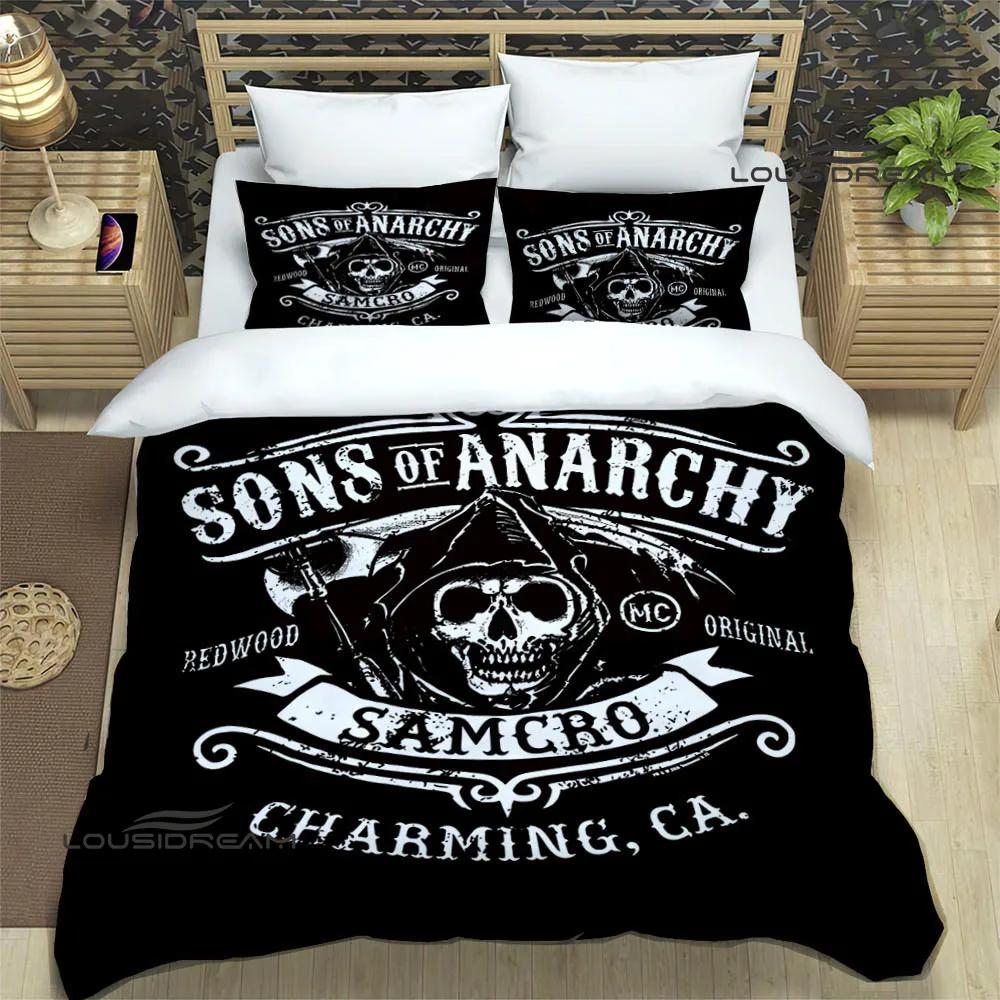 Sons of Anarchy Retro Printed Bedding Sets Exquisite Supplies Set Duvet Cover Bed Comforter Set Bedding Set Luxury Birthday Gift