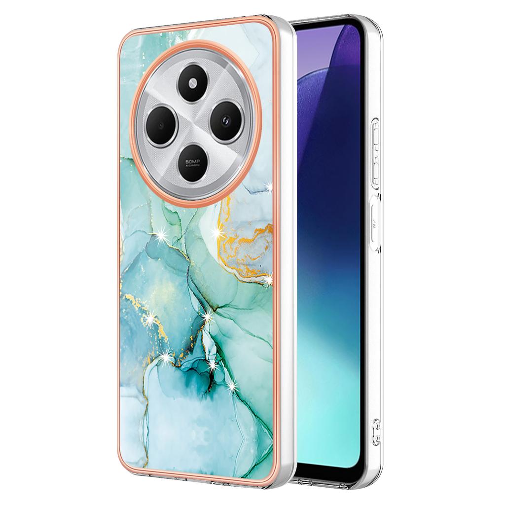 For Xiaomi Redmi 14R 5G/Xiaomi Poco C75 4G/Xiaomi Redmi 14C 4G TPU Case with IMD Marble Pattern Electroplated Back Cover