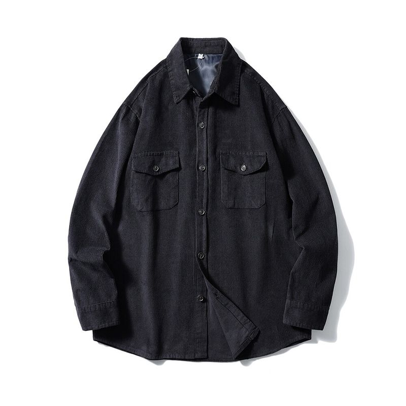 Japanese Retro Corduroy Long-Sleeve Work Shirt Jacket for Men, Autumn and Winter Casual Slim-Fit Foreign Trade Men's Shirt