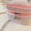 Princess Mini Rhinestone Crossbody Handbag with Pearl Handle