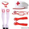 Halloween Nurse Headwear with Fake Stethoscope Pen Sexy Nurse Headwear Headband Lace Red Cute Cosplay Costume Birthday Makeup