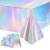 Iridescent Disposable Tablecloth Plastic Waterproof Table Cover Sparkly Table Cloth for Rectangular Table Parties Birthdays Weddings Holiday Decor