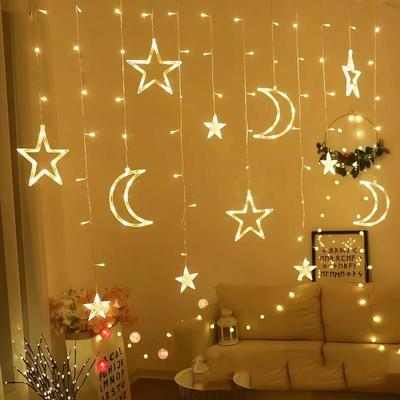 LED Star Curtain Lights for Romantic Holiday and Bedroom Decoration
