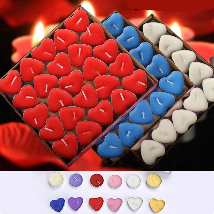 2-Hour Heart-Shaped Confession Smokeless Semi-handmade Tea Light Candle Birthday Qixi Festival Valentine's Day Proposal Display