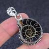 Ammonite Fossil Gemstone Handmade 925 Sterling Silver Jewelry Pendant 1.97" g8H15