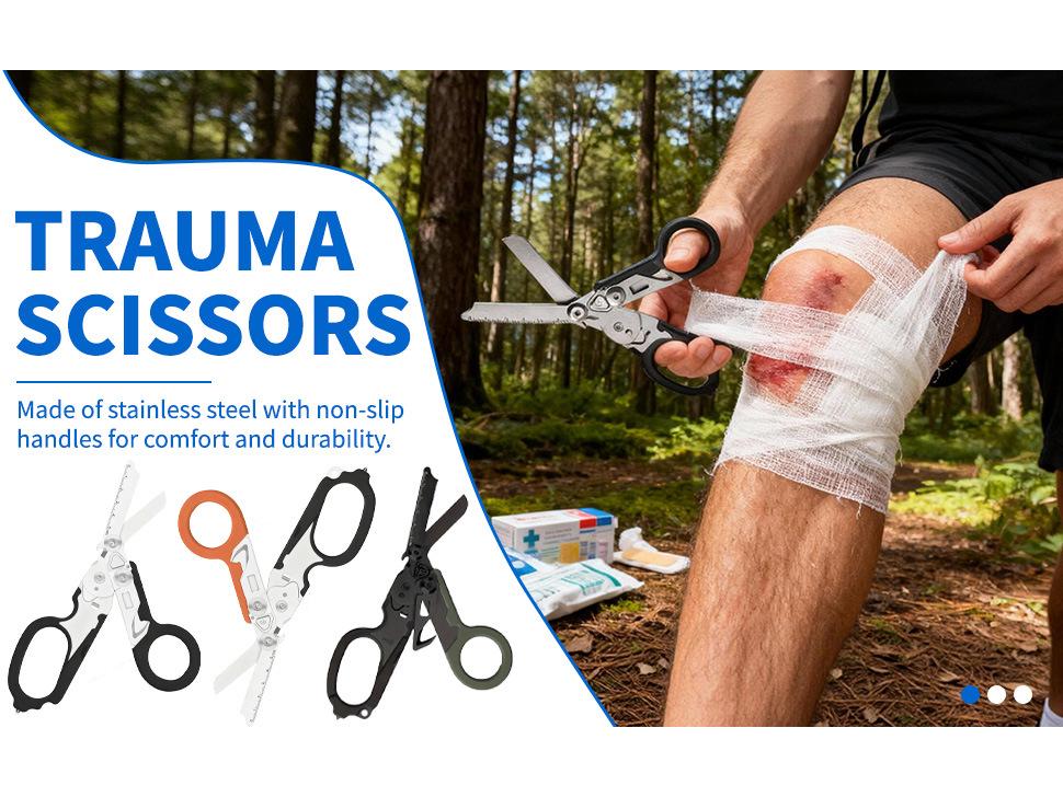 Neutral Multi-functional Foldable Scissors for First Aid & Outdoor Use