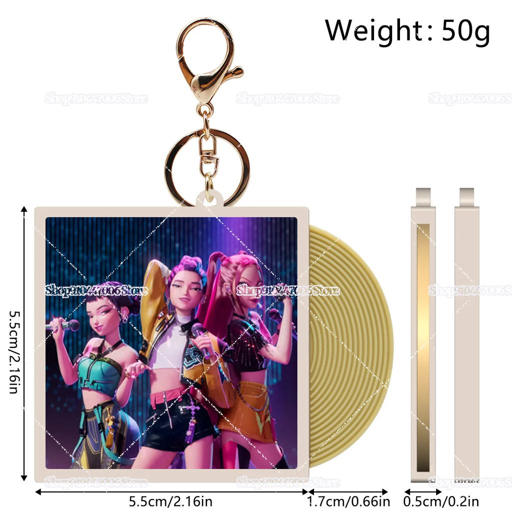 Schlüsselanhänger Anime-Zubehör Idol-Gruppen-Anhänger Auto-Schlüsselringe Anime-Film K-POP Dämonenjäger CD Schallplatte$$$$$$