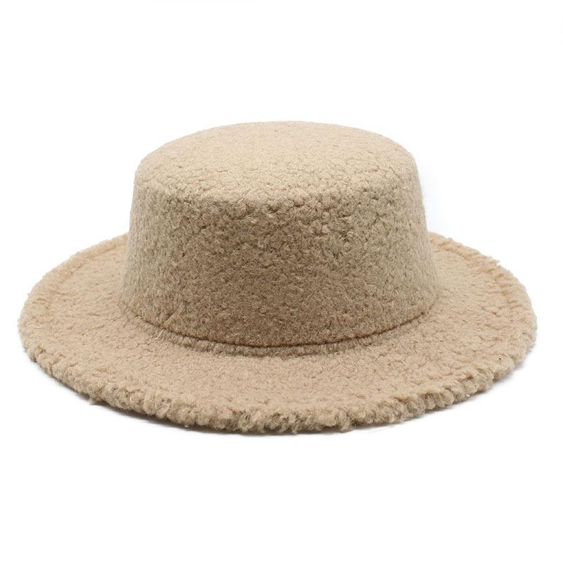 Hat Outdoor Vintage Flat Hat Top Hat Lamb Wool Hat Warm Jazz Hat
