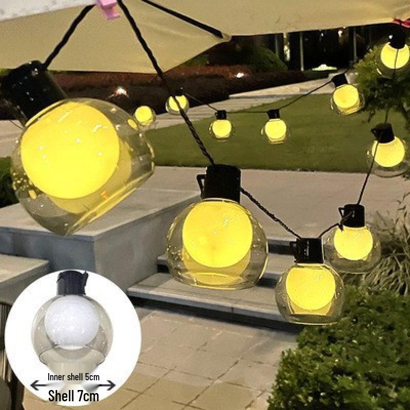 Solar LED G50 Waterproof Outdoor String Lights - Round Bulbs for Camping and Ambiance