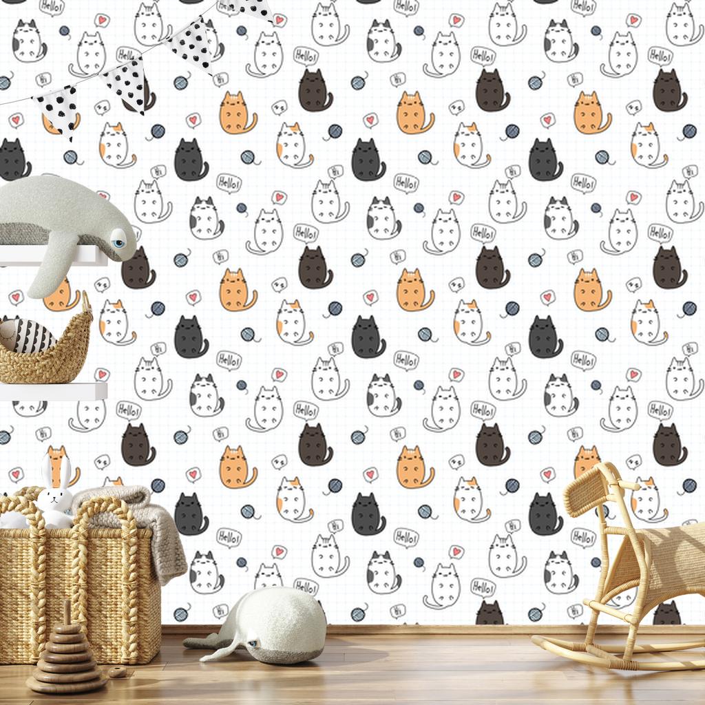 Cheerful kittens wallpaper for living room and bedroom 50x1000