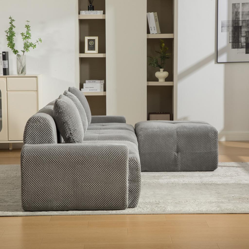 Modular Compression Sofa, Chenille Fabric, 30D High-Elasticity Foam. Easy To Move, Non-Slip Base, Ideal for Living Room and Other Rooms.GRAY