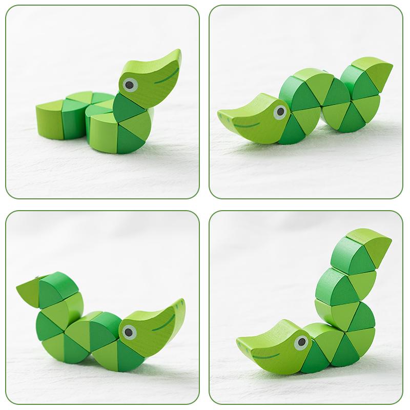 Colorful Wooden Caterpillar Worm Puzzles Kids Learning Educational Didactic Baby Toys Fingers Game for Children Montessori Gift