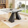 Mesa telescópica de jantar (99-159×74cm), mesa de cozinha economizadora de espaço, superfície de trabalho, para escritório em casa e sala de estar, tampo cinza com pés de pedestal