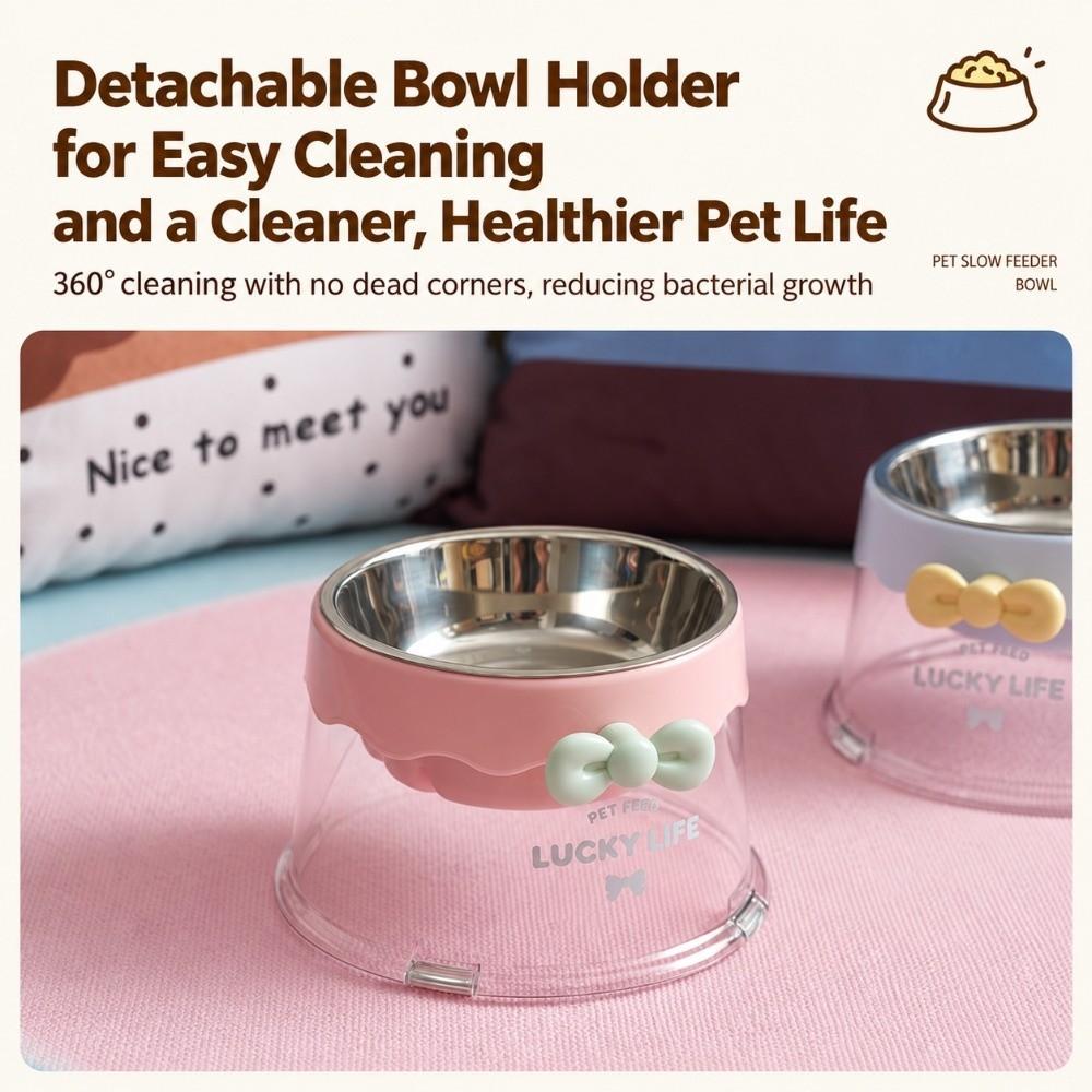 Stainless Steel Pet Slow Feeder Bowl 2 in 1 Dog Bowls Cat Food Bowl for Small Medium Dogs & Cats