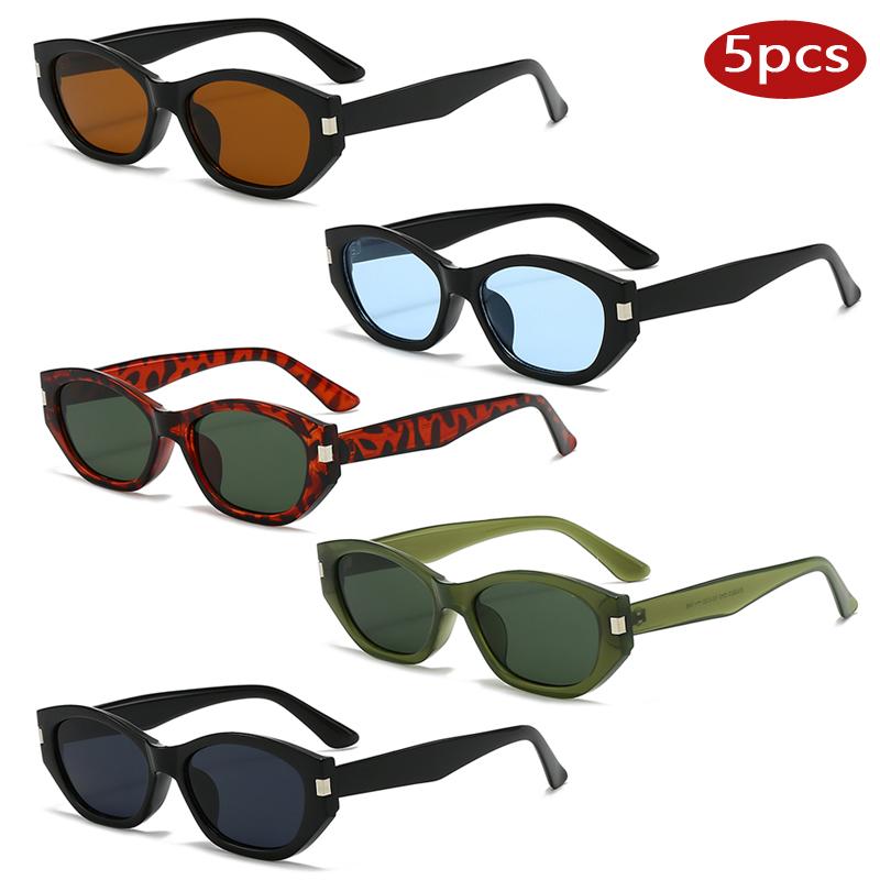 

Car Sunglasse 5pcs Small Frame Cat Eye Sun Glasses Women Casual Personality Sun Protection Eyewear Women Fashion Rivet Goggles