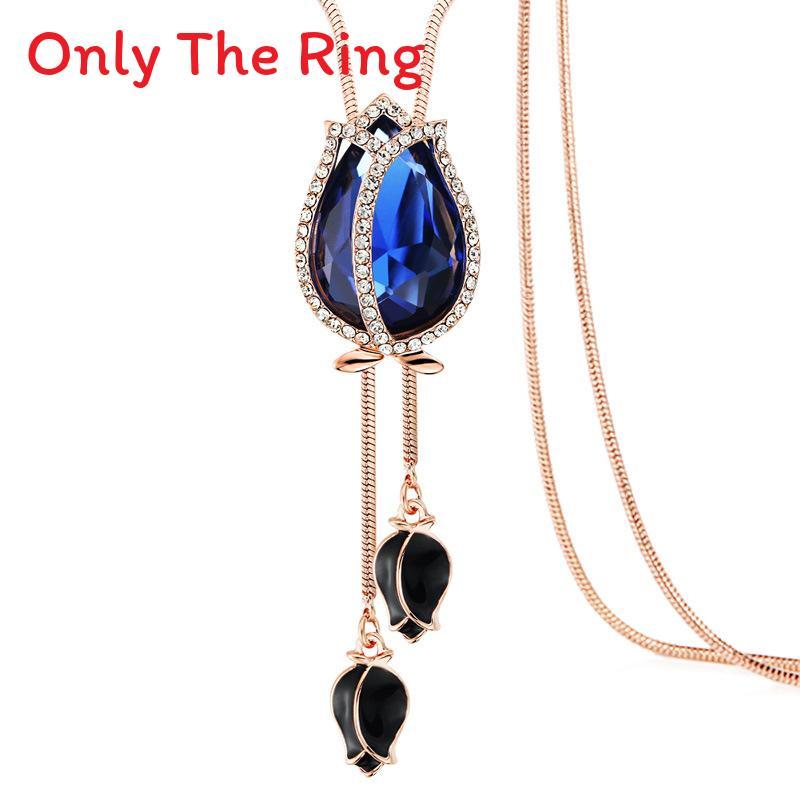Fashion Woolen Sweater Chain Jewelry With Crystal Tulip Pendant For Womens Casual Style