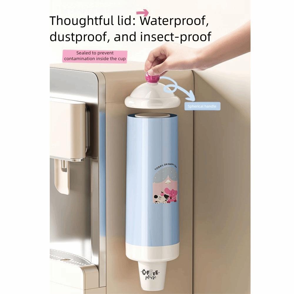 Wall-Mounted Automatic Cup Dispenser Dust-Proof Paper Cup Storage Rack Bar Counter
