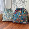 Reusable Cotton Drawstring Bag Vintage Style Floral Print Gift Bag  Wedding Favors