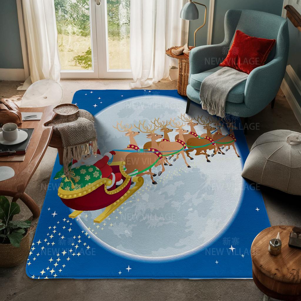House Entrance Carpet Home Door Mat Living Room Bath Foot Bathroom Non-slip Water Absorption Rugs Bath Merry Christmas Winter