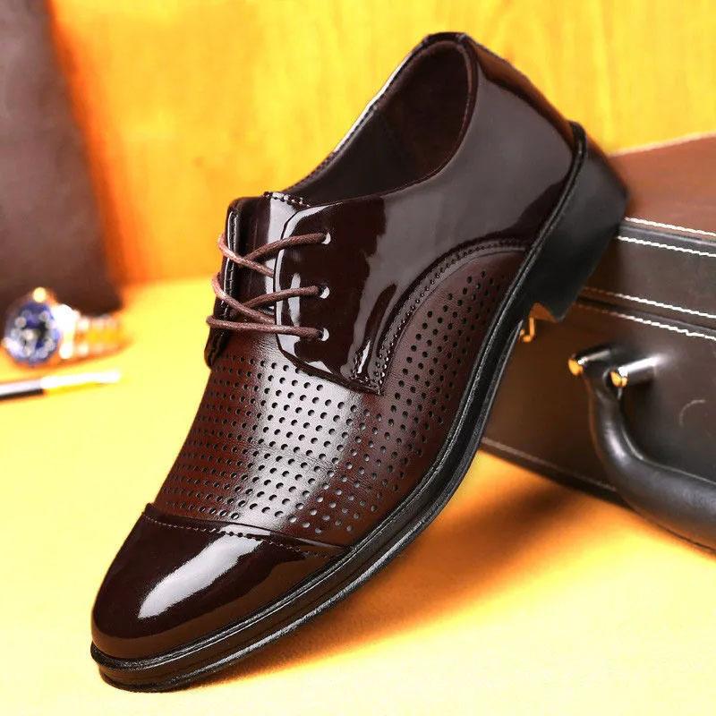 Men's Leather Shoes Summer Business Formal Wear High-quality British Style Sandals Hollow Leather Shoes Driving Shoes Wear-resistant Non-slip