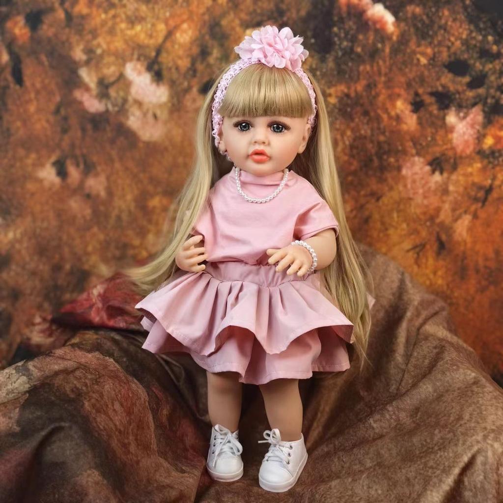 Ny ankomst Princess Reborn Baby Girl Dolls 55 cm Full Silikon Vinyl Kan bade DIY Medfølgende lekekamerater Tidlig utdanning Dukkeleker