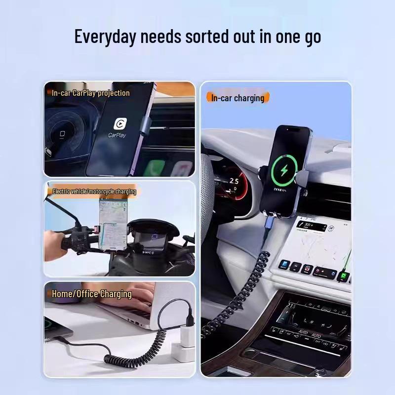 Spring-Stretch Type-C Fast Charging Cable for Phones & Tablets