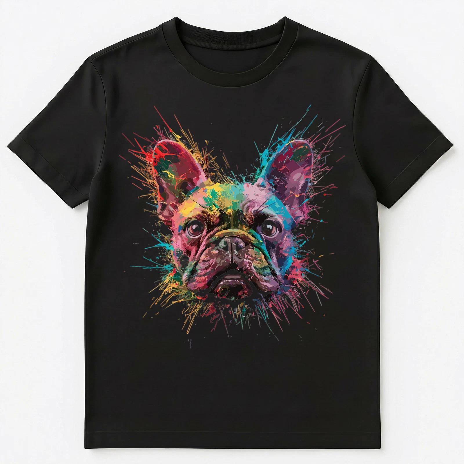 

Colorful Paint Splash French Bulldog Art Graphic Unisex T-Shirt S
