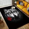 1pc Wolf Rose Themed Rug for Home Decor, Non-slip Office Carpet, Chair Mat, Outdoor Mat, Christmas and Halloween Gifts-0731053