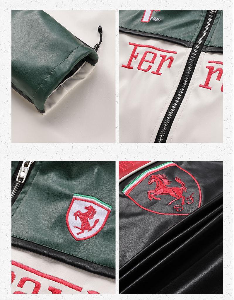 Women's Racing-Style PU Leather Motorcycle Jacket, Small Size - Trendy European and American Winter Outerwear