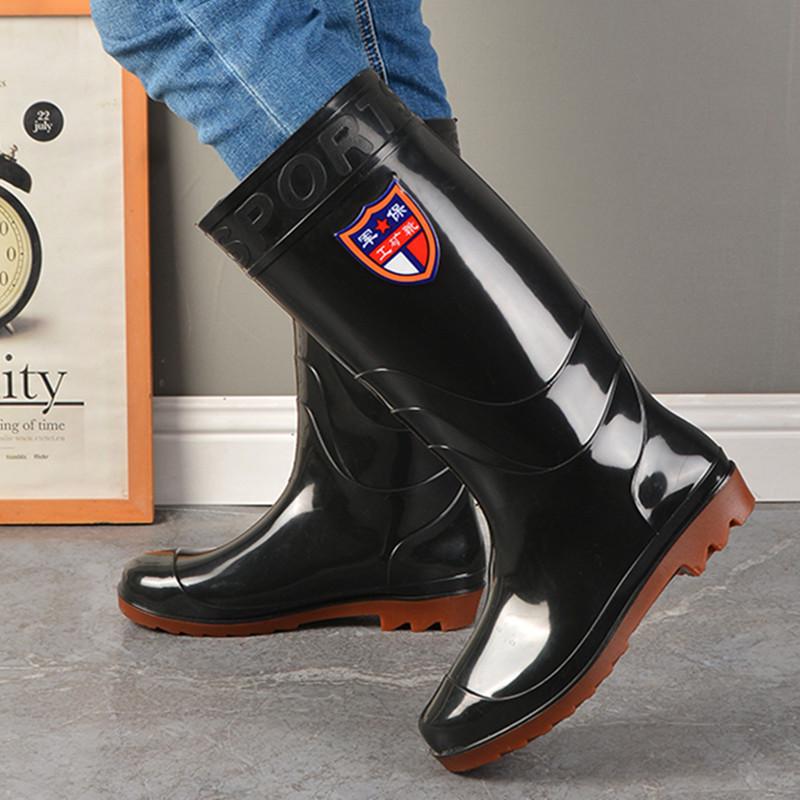 Men's High-Top Waterproof Military Rain Boots with Non-Slip Sole and Labor Protection Rubber Overshoes