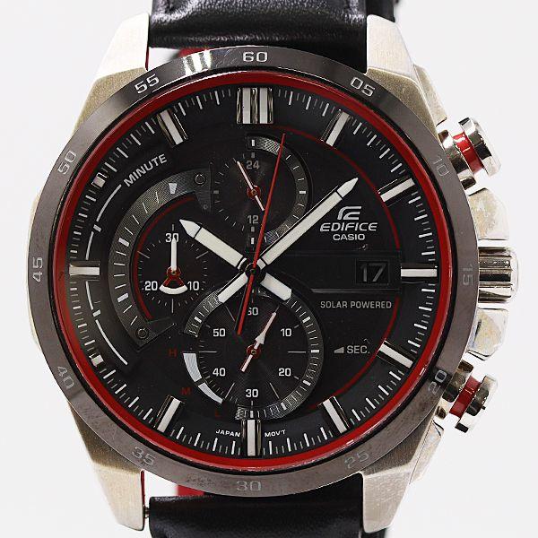 Good Condition Casio Edifice EQS-600 Date Chronograph Solar Black Dial Men s Watch 2000000 5NBG MTM ABC23473