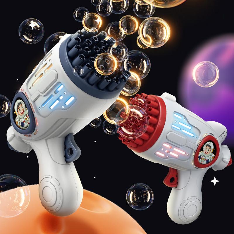 32 Holes LED Light Children Bubble Machine Toys Astronaut Shape Electric Automatic Soap Bubbles Gun for Kids Outdoor Toys Gifts