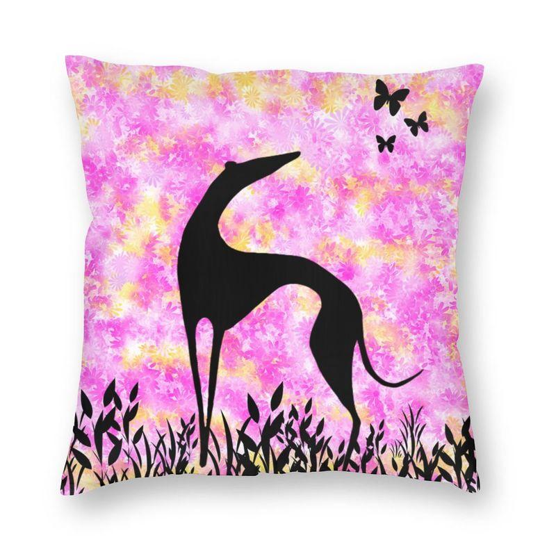 Windhund Kunst Silhouette Kissenbezug Sofa Heimdeko Whippet Quadratischer Kissenbezug