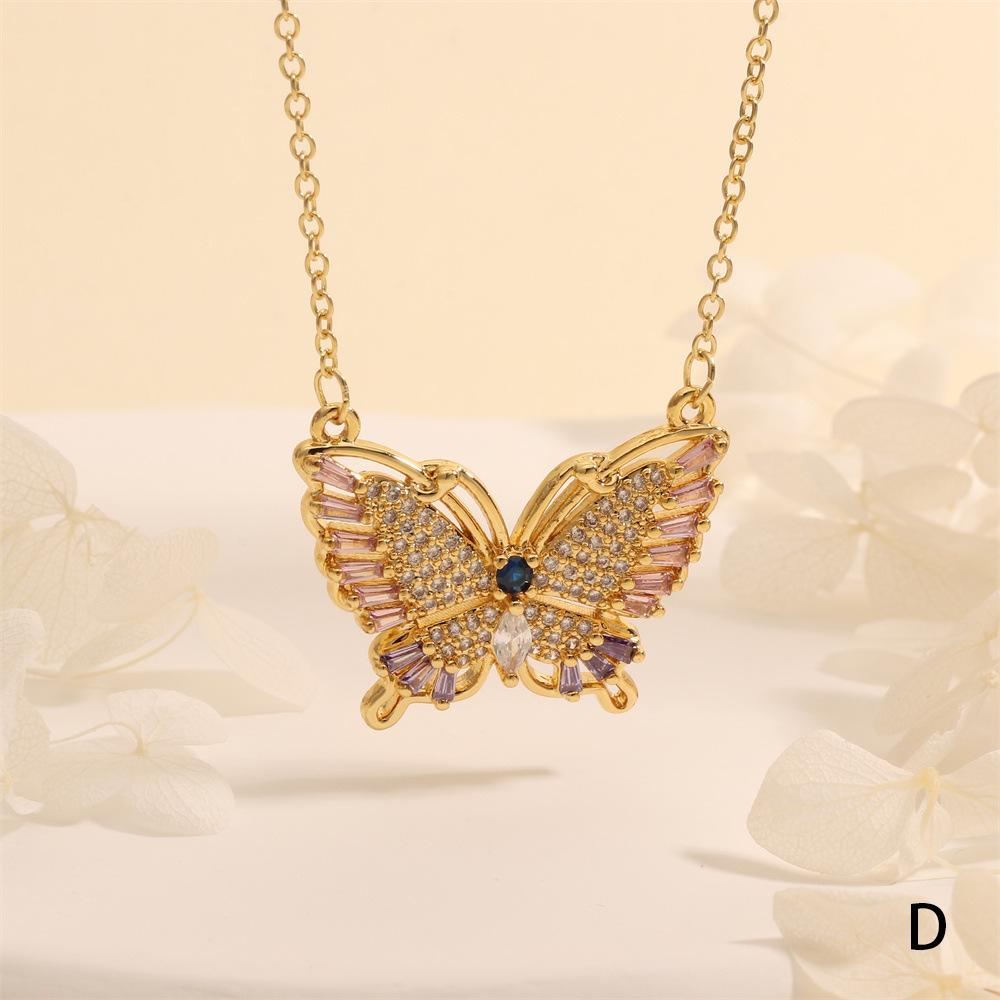 

Ожерелье-подвеска «Бабочка» с цирконом и цветной инкрустацией - Модные медные украшения с насекомыми