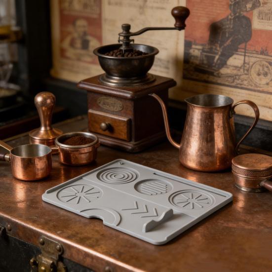 Espresso Sıkıştırma Matı Kaymaz Silikon Sıkıştırma Matı Isıya Dayanıklı Kahve Sıkıştırma İstasyonu Ev Baristaları İçin