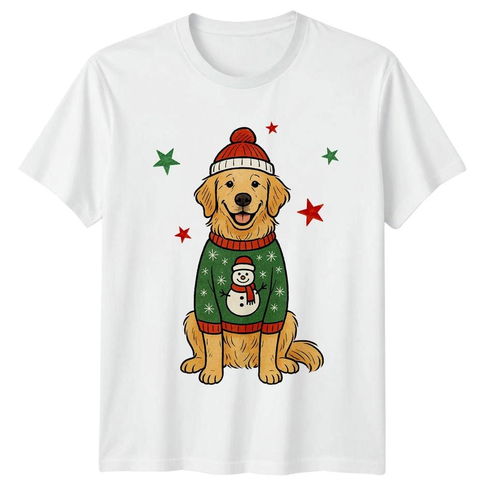 Golden Retriever Christmas Dog Holiday Animals Unisexs TShirt Unisexs Graphic Top S