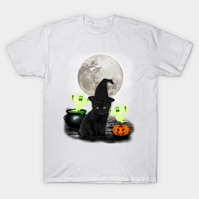 T Shirt Kobiety Kot Śmieszny prezent na Halloween Harajuku Print Kawaii Tshirt Letnia koszulka damska z krótkim rękawem Top Tee