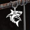 Large White Shark Hollow Necklaces Men's Pendant Stainless Steel T-Shirt Chain Female Punk Fashion Jewelry Accessories Gifts