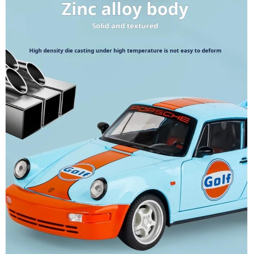 1/24 Ölçekli Porsche 964 Carrera RS 911 Alaşım Araba Diecastlar ve Oyuncak Araçlar Araba Modeli Ses ve Işık Geri Çekmeli Araba Çocuklar için Oyuncaklar Hediyeler
