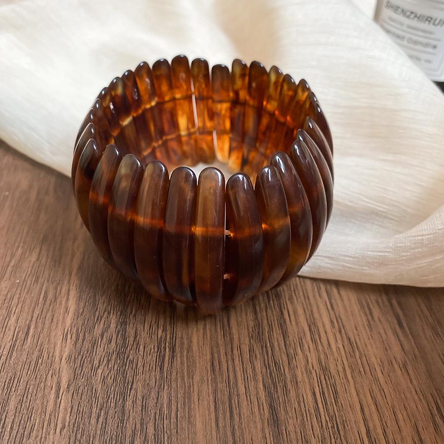 Iridescent Acrylic Semicircle Elastic Bracelet - Fresh & Sweet High-End Women's Jewelry 2025.