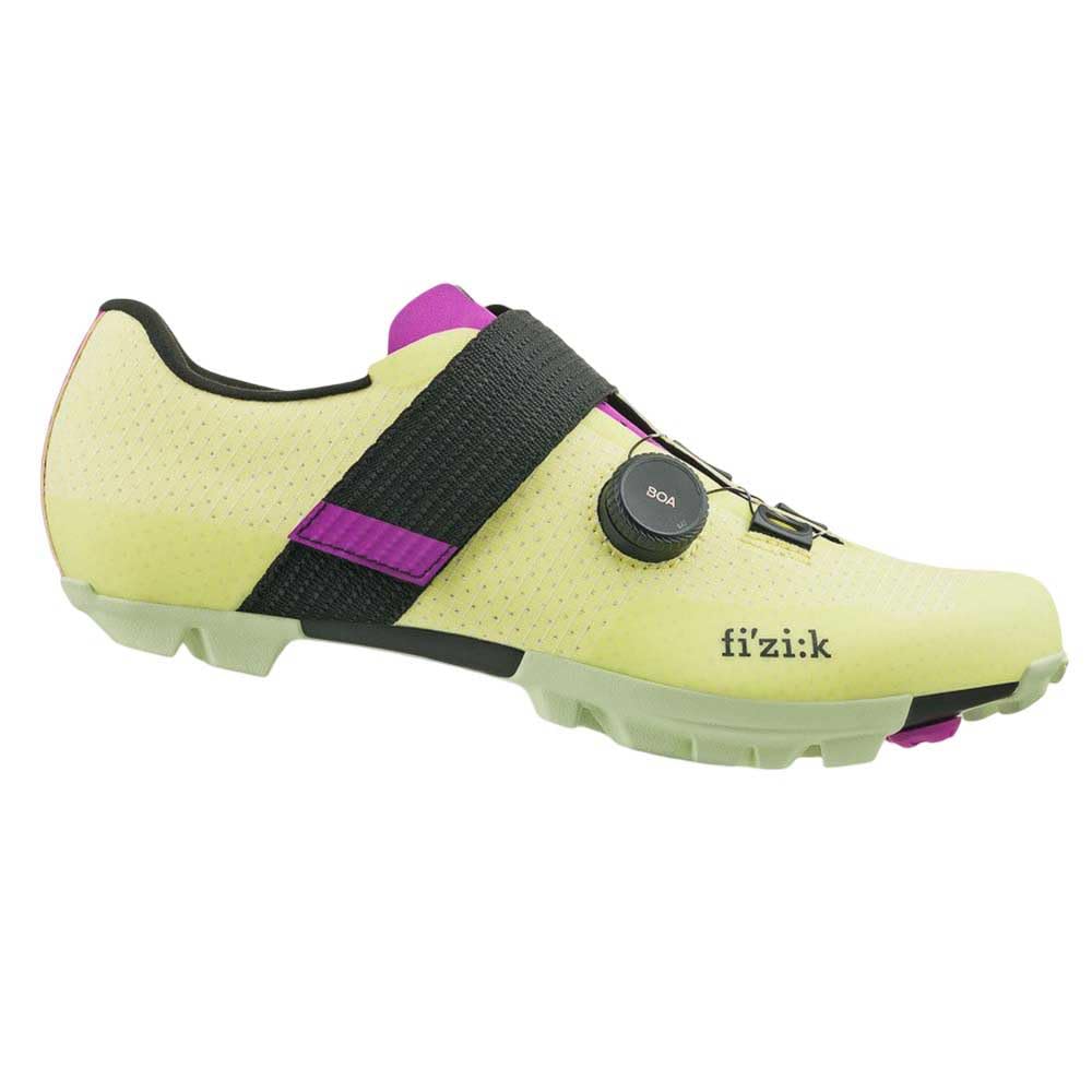MTB гоночные ботинки Fizik VENTO FEROX CARBON, Лайм/Фиолетовый, Размер 40.0 (25,7 см)