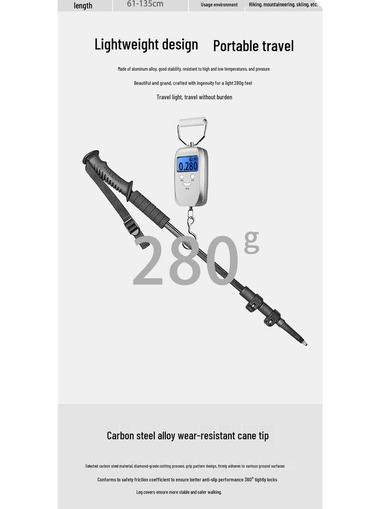 Unisex 2-Pack Aluminum Trekking Poles with Accessories, 3-Section External Lock, Portable Hiking Sticks