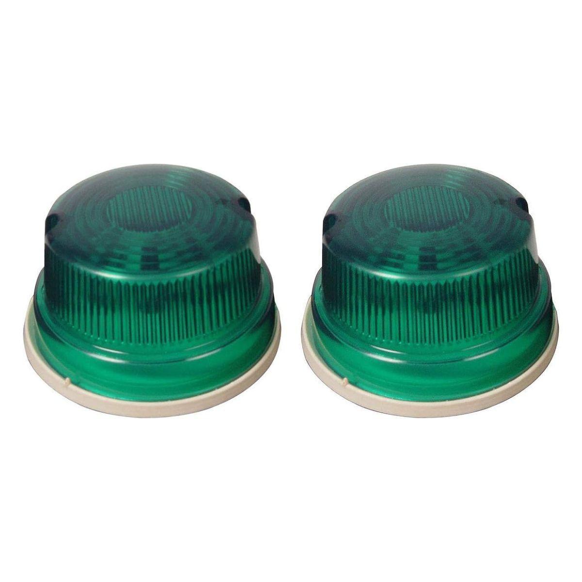 

APSMOTIV 2Pc Universal Tail Lights Tail/Turn Signal Round Compact 2X Green Top Side Markers With 12V Bulbs For Trailer Truck Pickup Suv Van