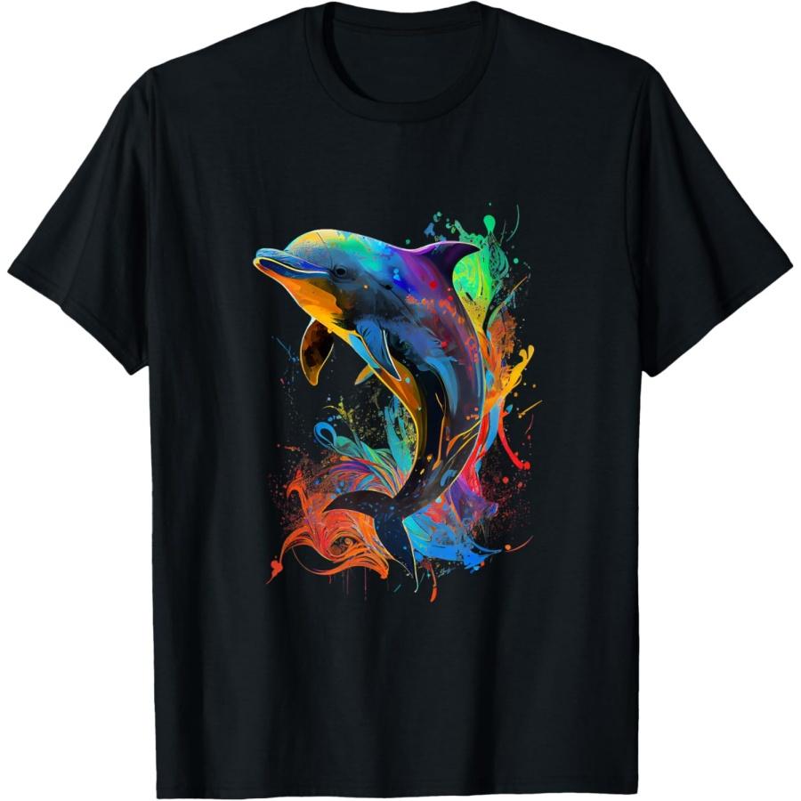 

Cute Dolphin Design Colorful Pop Art Dolphin Lovers T-Shirt XXXXXL чорний