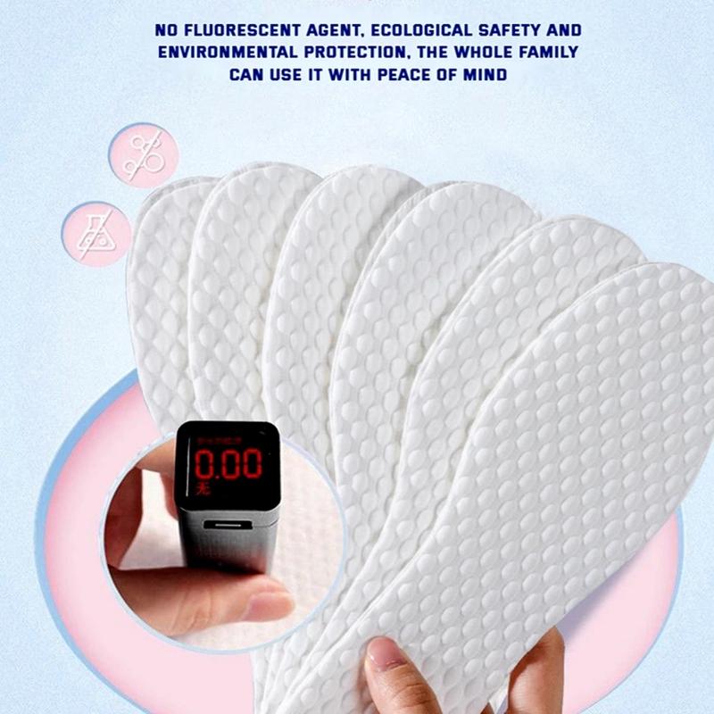 Natural Wood Pulp Shoe Insole Sweat-Absorbing Without Stickiness Light Breathable Inserts Disposable Foot Pads Non-Slip Cushion