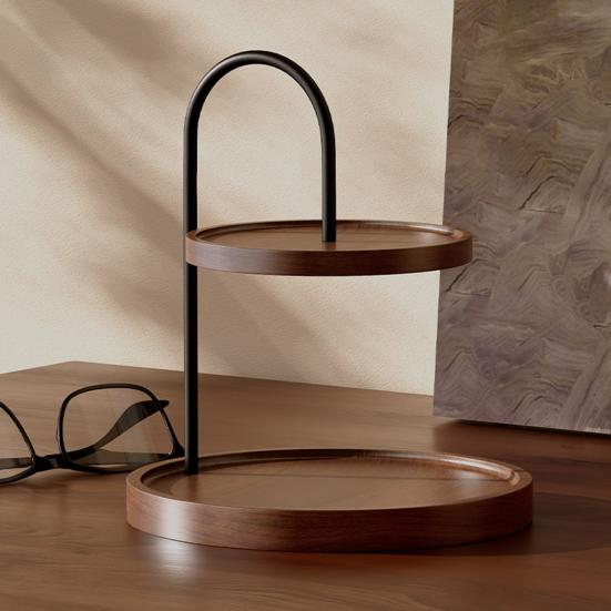 Wooden Storage Rack, Large Capacity 2-Tier Wooden Organizer, Open Storage Space Saving Storage Tray, for Jewelry Perfume Keys